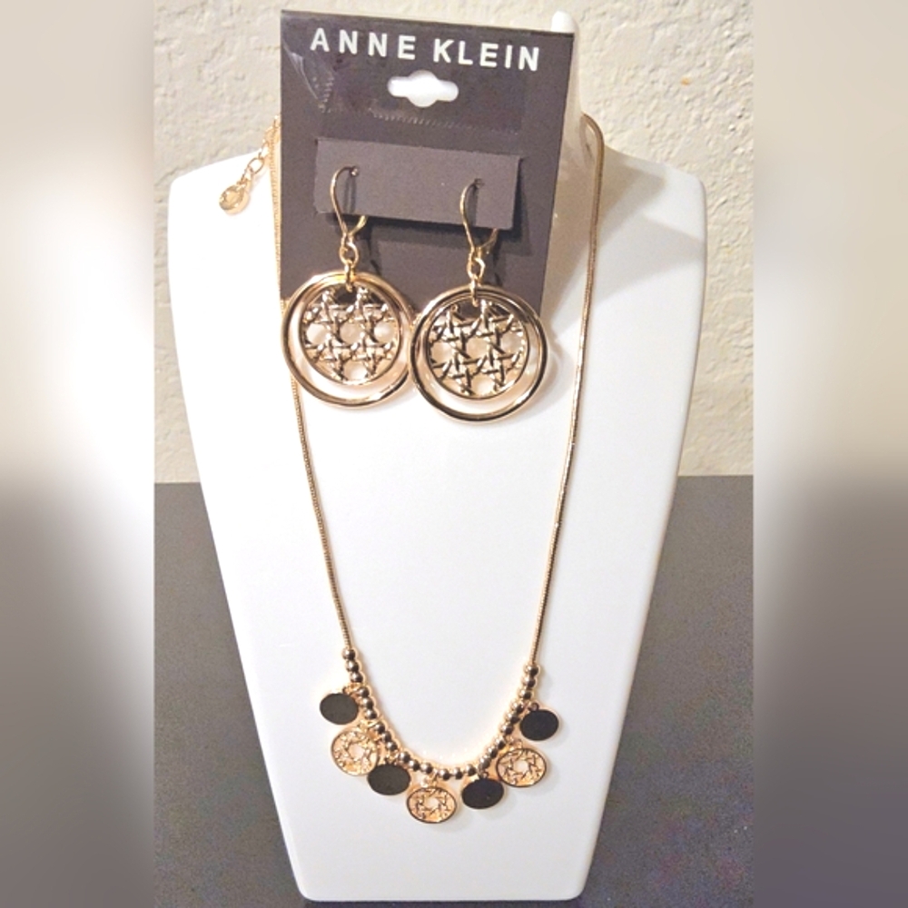 Anne Klein Gold-Tone Earrings and Necklace Set NWT